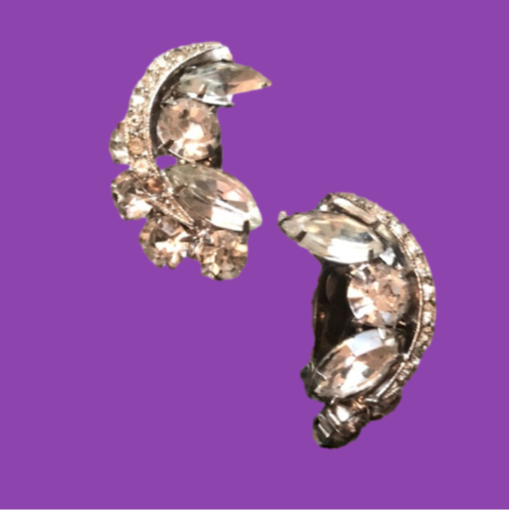 Rhinestone Crescent Clip-ons
